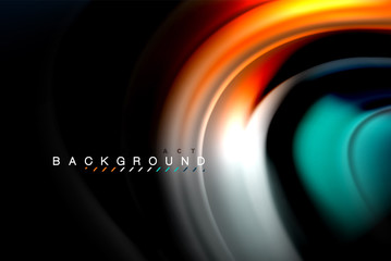 Fluid liquid colors design, colorful marble or plastic wavy texture background, glowing multicolored elements on black, for business or technology presentation or web brochure cover design, wallpaper