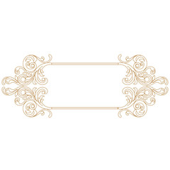 Golden vintage border frame engraving with retro ornament pattern in antique baroque style decorative design. Vector