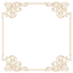 Golden vintage border frame engraving with retro ornament pattern in antique baroque style decorative design. Vector
