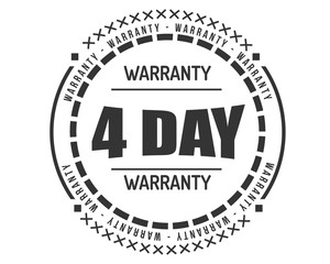 4 day warranty icon vintage rubber stamp guarantee