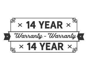 14 year warranty icon vintage rubber stamp guarantee