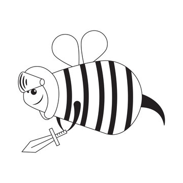 honey bee, cartoon character,vector image, flat design