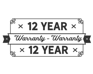 12 year warranty icon vintage rubber stamp guarantee