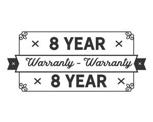 8 year warranty icon vintage rubber stamp guarantee