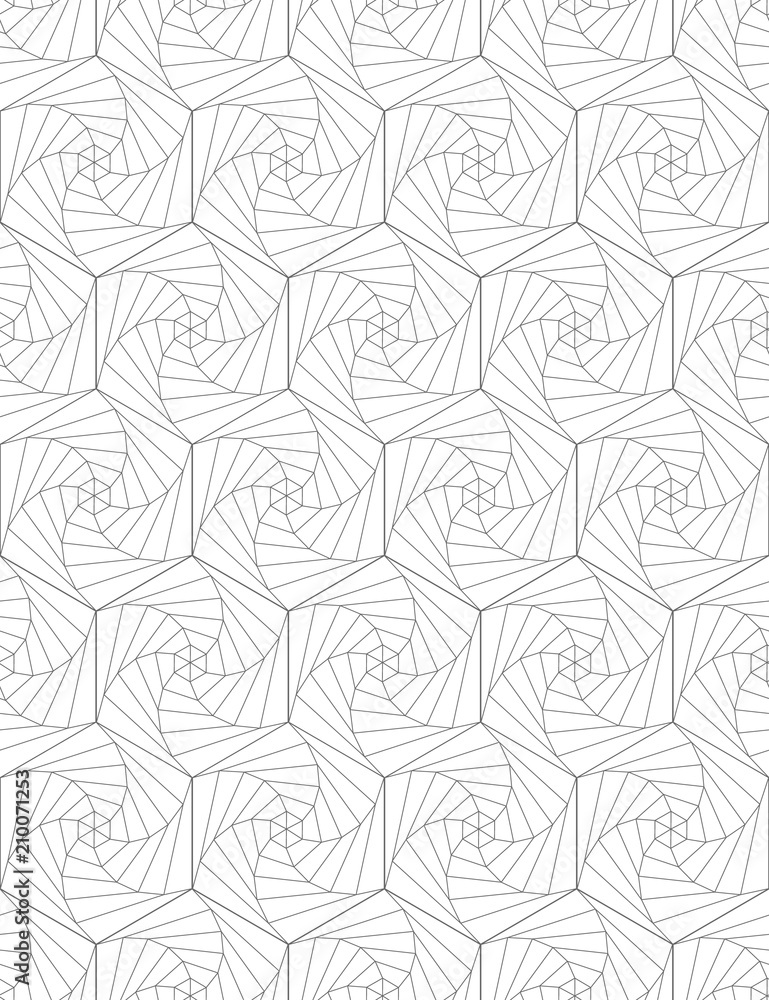 Poster abstract seamless pattern of hexagons. optical illusion of rotation.