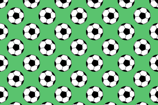 Football balls pattern on the green background