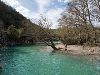 Vikos Gorge River in Northern Greece taken in April 2018