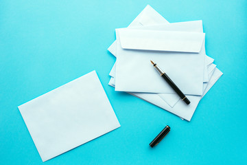 Blank white envelopes as mock up copy space