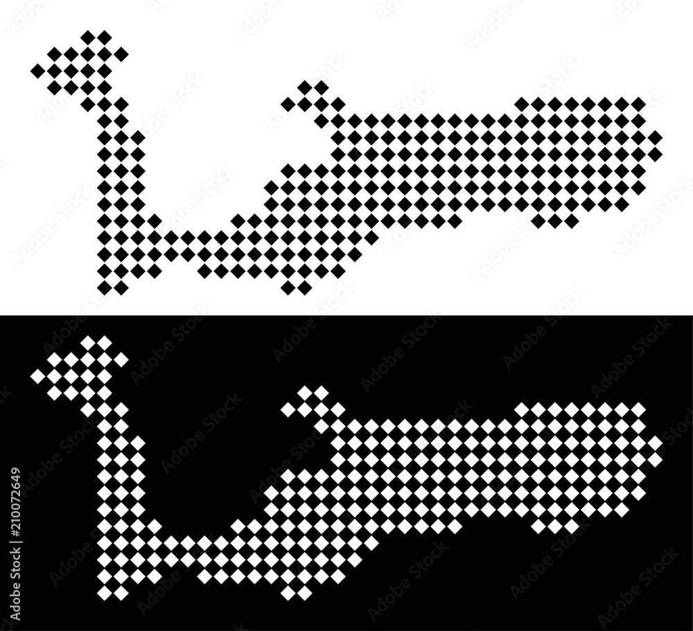 Poster vector rhombic dot grand cayman island map. abstract geographic maps in black and white colors on wh