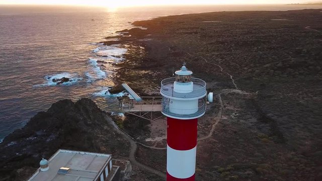 View from the height of the lighthouse Faro de Rasca on The Tenerife, Canary Islands, Spain. Wild Coast of the Atlantic Ocean
