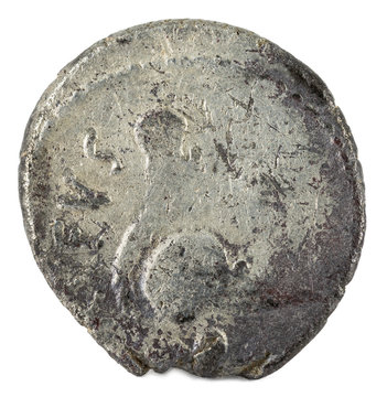 Roman Republic Coin. Ancient Roman silver denarius of the family Cordia. Obverse.