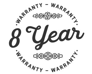 8 years warranty icon vintage rubber stamp guarantee