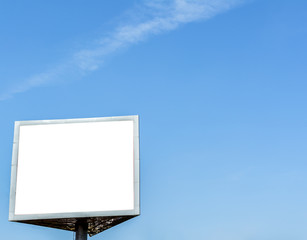 Fototapeta premium Billboard with white space Blue sky and clouds on background