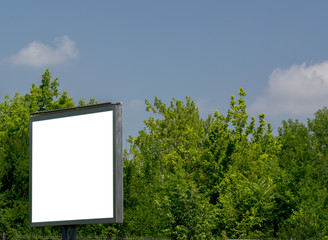 Billboard with white space Blue sky and clouds on background