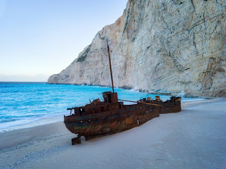 Zakynthos Shipwreck Beach from the Cliffs in Greece taken in Spring 2018