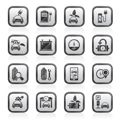 Ecology and Electric Car icons - vector icon set