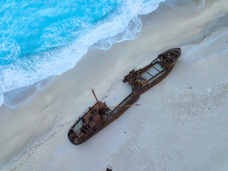 Zakynthos Shipwreck Beach from the Cliffs in Greece taken in Spring 2018