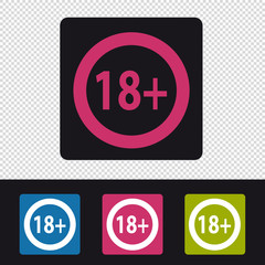 Altersfreigabe 18 Plus Button - Farbige Vektor Grafik - Freigestellt auf transparentem Hintergrund