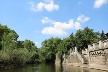 Canal cruise on the river Weiße Elster in Leipzig, Germany