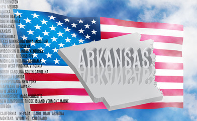 Arkansas inscription on American flag background