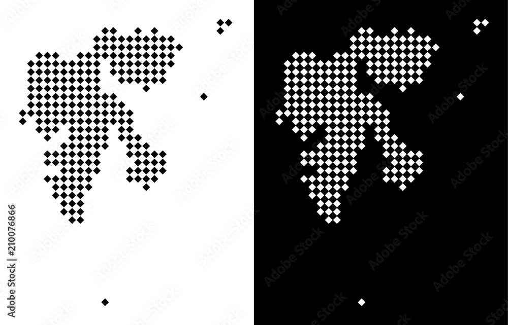 Poster vector rhombic dotted svalbard island map. abstract geographic maps in black and white colors on whi