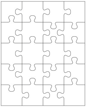Separate pieces of white jigsaw puzzle