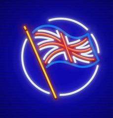 Great Britain english flag in circle neon icon. EPS10 vector