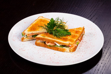 Delicious salmon sandwich