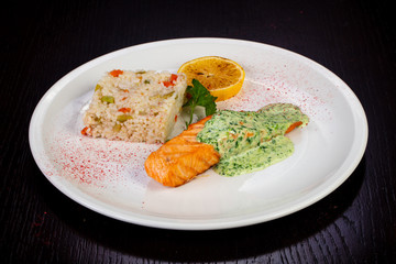 Delicious fried salmon