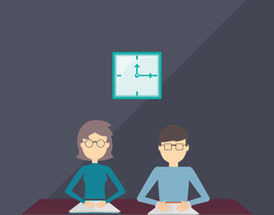 avatar man and woman reading books over gray background, colorful design. vector illustration