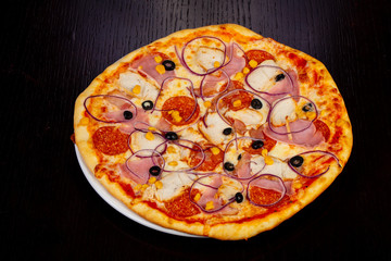 Delicious meat pie pizza