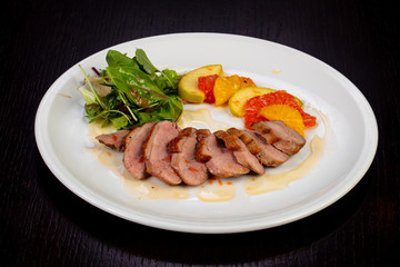 Tasty fried duck breast