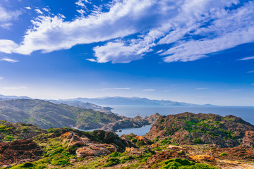 Sea landscape with Cap de Creus, natural park. Eastern point of Spain, Girona province, Catalonia....