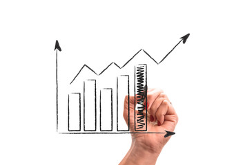 hand draw chart - graph on white background