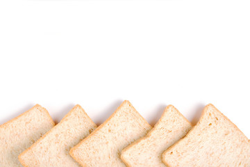 Sliced bread on white background.