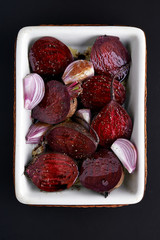 beetroots and onion close up