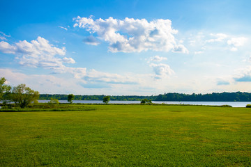 Beautiful Blue Sky and Vibrant Lake View 