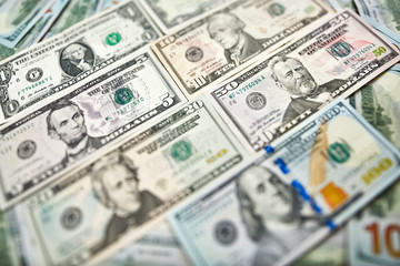 Background of 100 dollar bills. Money american hundred dollar bills.