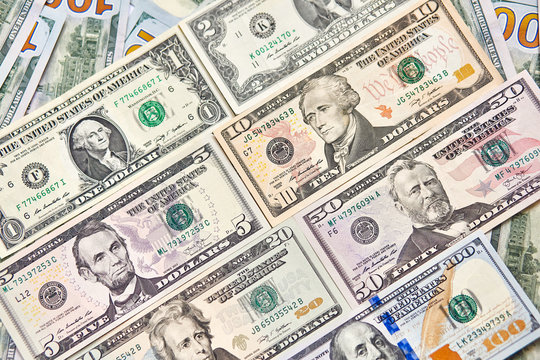 Background of 100 dollar bills. Money american hundred dollar bills.