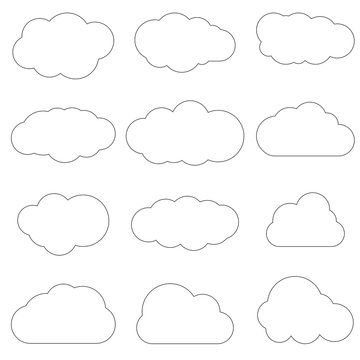 Clouds line art icon. Storage solution element, databases, networking, software image, cloud and meteorology concept. Vector illustration isolated on white background