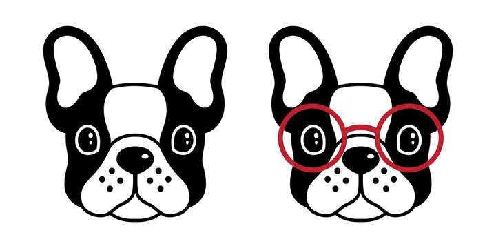 dog vector french bulldog pug icon logo glasses cartoon character illustration symbol black