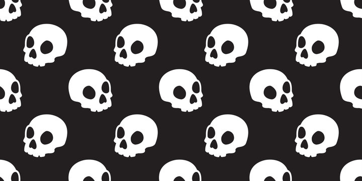 Skull seamless pattern Halloween vector bone Ghost head background isolated tile wallpaper illustration