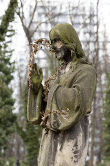 The Tombstone on the old Prague Cemetery Olsany, Czech Republic