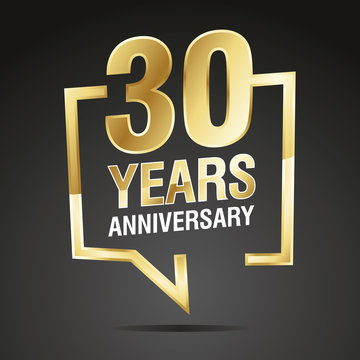 30 Years Anniversary gold white black logo icon