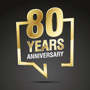80 Years Anniversary gold white black logo icon