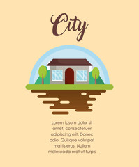 infographic presentation of urban city concept with modern house icon over orange background, colorful design. vector illustration