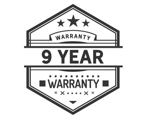 9 years warranty icon stamp