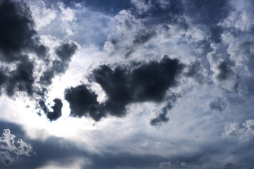 Black clouds in the sky.