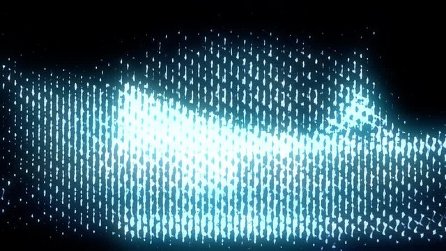Futuristic device screen pixels fluctuate with video motion (Loop).
