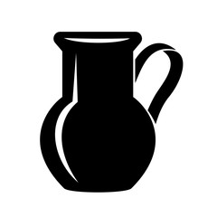 Jug for milk or water canister. Pitcher logo image in simple style.